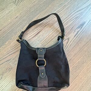 Black Shoulder Bag with Adjustable Strap and Slouchy Hobo Shape